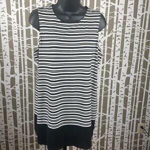 J. Jill Striped Tunic Top Cotton Rayon Black White sz M